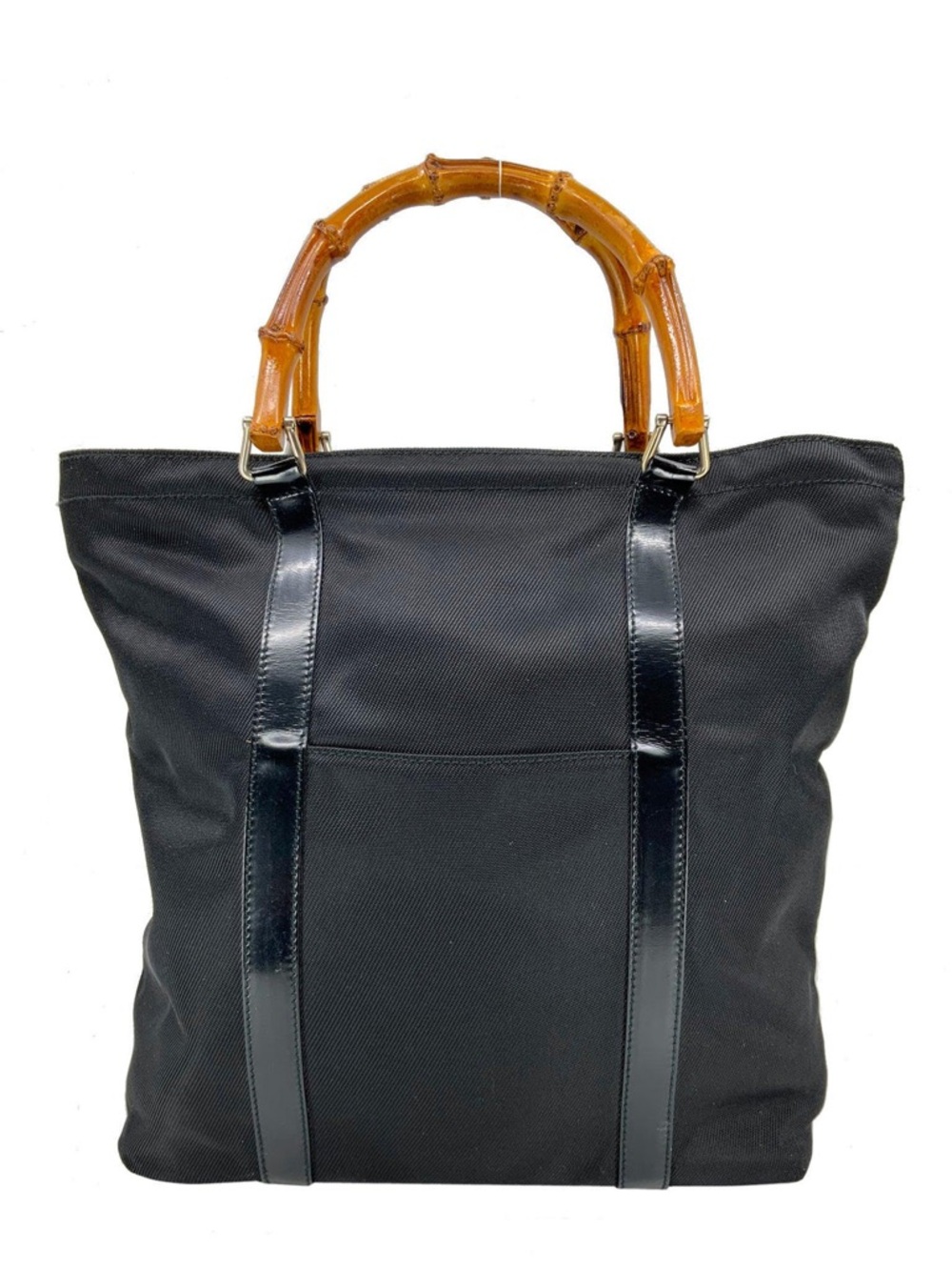 Vintage GUCCI Bamboo Handle Nylon and Leather Bag